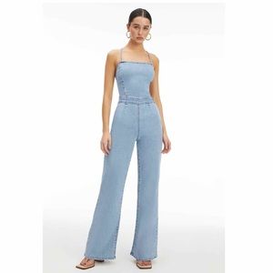 Good American Vacay Palazzo Denim Jumpsuit